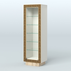 Низкая прямоугольная витрина с декором НБА-501, Белый + Дуб Сонома