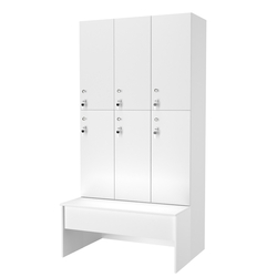 Шкаф для раздевалок со скамейкой КОМБО-Дуо №3-1, Белый