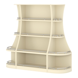 Пристенный низкий стеллаж ГАРАНТ №1-О с ограничителями, Крем Вайс