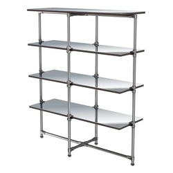 Хромированный стенд Прогресс №1-5 (с полками Зеркало 4мм), Дуб Венге