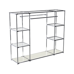 Хромированный стенд-вешало TD-45 №1-4 Хром с полками Зеркало 4мм, Белый