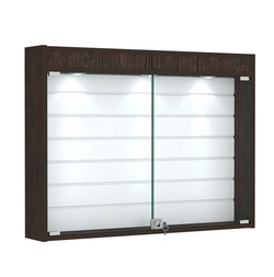 Витрина настенная №3-2Б широкая со встроенной подсветкой , Дуб Венге