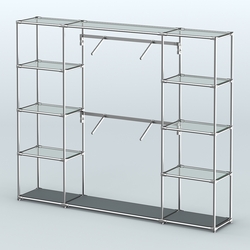 Торговая система ХРОМ без ДСП 2430 мм с прозрачными полками и поручнями №7, Темно-Серый