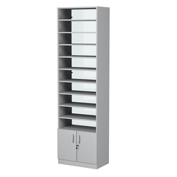 Стеллаж из ДСП с 9-ю полками 350x600 мм серии LEVEL-9 №6-1 (З/C - СТЕКЛО), Серый