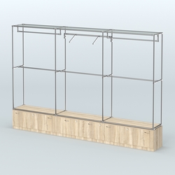 Торговая система ХРОМ без ДСП 3600 мм №8 с тумбами Т-11, Т-15 и поручнями, Дуб Сонома