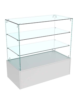 Прилавок Истра из стекла и ДСП №22 (открытый), Серый