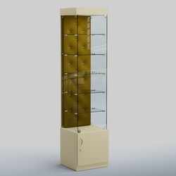 Высокая стеклянная витрина КАПИТОНЕ №502, Крем Вайс + 09 Olive