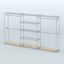 Торговая система ХРОМ без ДСП 3600 мм с прозрачными полками и поручнями №2, Дуб Сонома