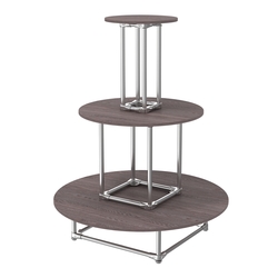 Торговый хромированный остров ПИРАМИДА №4 (полки ДСП 16мм), Ясень Анкор темный