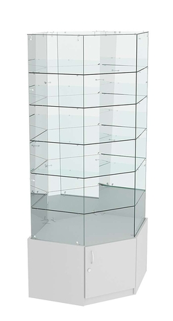 Витрина "Истра" угловая №9222, шестигранная (З/С - зеркало), Серый