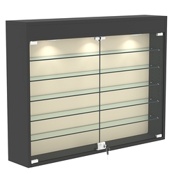 Настенная витрина с бархатом серии БАРОН №3-3А (пять полок), Черный + 01 Cream