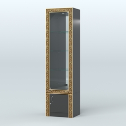 Витрина зеркальная с декором №ВБА-4, Черный