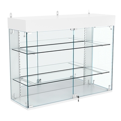 Витрина настенная НЕО №3А-3 с двумя полками и зеркалом, Серый