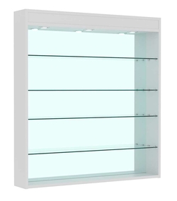 Витрина настенная №4-4Г зеркальная с прозрачными полками и подсветкой, Серый