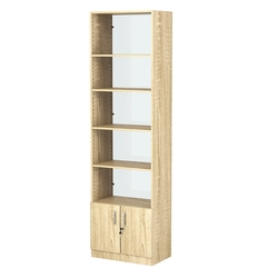 Стеллаж из ДСП с 4-мя полками 350x600 мм серии LEVEL-4 №6-1 (З/C - СТЕКЛО), Дуб Сонома