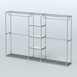 Торговая система ХРОМ без ДСП 3030 мм с зеркальными полками и поручнями №4, Темно-Серый