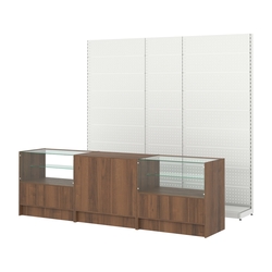 Комплект металлических стеллажей с перфорацией и прилавков ЭК-3, Орех