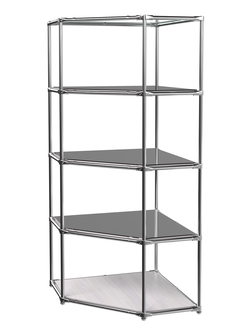 Угловой стеллаж Хром №4 с полками Зеркало 4 мм, Ясень Анкор светлый - U31104