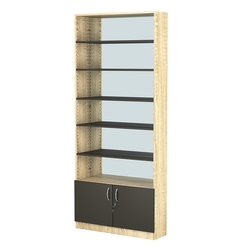 Стеллаж из ДСП с 5-ю полками 250x900 мм серии LEVEL-5 №11-2 (З/C - ЗЕРКАЛО), Дуб Сонома + Черный