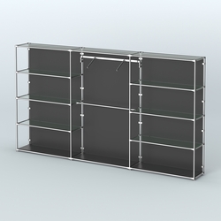 Торговая система ХРОМ (задняя стенка - ДСП) 3600 мм с прозрачными полками и поручнями №9, Черный