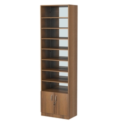 Стеллаж из ДСП с 7-ю полками 350x600 мм серии LEVEL-7 №6-2 (З/C - ЗЕРКАЛО), Орех