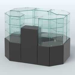 Стеклянный островок-павильон серии КОЛЬЦО шестигранный №4, Черный