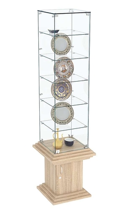 Витрина стаканчик с пятью полками прозрачная КОЛОСС №506, Дуб сонома