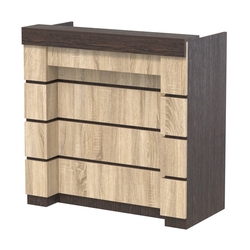 Торговый кассовый прилавок выкатной с утопленным фасадом №УФК-1-1, Дуб Венге + Дуб Сонома