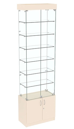 Узкая витрина с верхней подсветкой ИСТРА №31-600, Крем Вайс