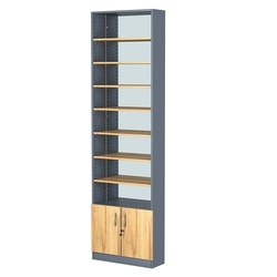 Стеллаж из ДСП с 7-ю полками 200x600 мм серии LEVEL-7 №3-2 (З/C - ЗЕРКАЛО), Темно-серый и Дуб Золотистый