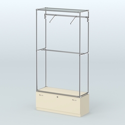 Торговая система ХРОМ без ДСП 1200 мм №4-1 с тумбой Т-11 и поручнями, Крем Вайс