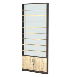 Стеллаж из ДСП с 8-ю полками 100x900 мм серии LEVEL-8 №8-1 (З/C - СТЕКЛО), Дуб Венге + Дуб Сонома