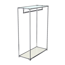 Хромированный стенд-вешало TD-12 №1-1 с полкой стекло 6мм (прозрачное), Белый