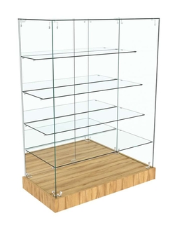 Прилавок ОТРАЖЕНИЕ с четырьмя стеклянными полками №9, Дуб Золотистый