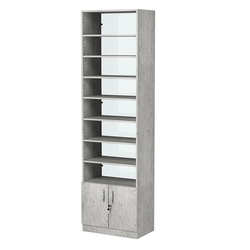 Стеллаж из ДСП с 8-ю полками 350x600 мм серии LEVEL-8 №6-1 (З/C - СТЕКЛО), Метрополитан Грей