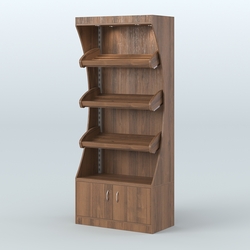 Стеллаж высокий пристенный с деревянными полками для хлебной лавки ХЛ-1, Орех