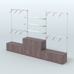 Система Neo Fix со стеклянными полками №4 и тумбами T-15 и Т13, Ясень Анкор темный