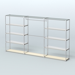 Торговая система ХРОМ без ДСП 3600 мм с зеркальными полками и поручнями №1, Крем Вайс