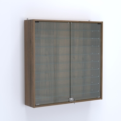 Витрина настенная №204-5А с девятью прозрачными полками, Орех