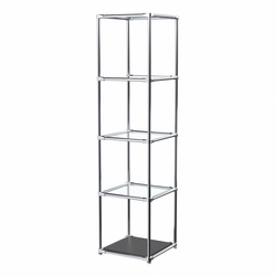 Торговый хромированный стеллаж с прозрачными полками №1, Черный