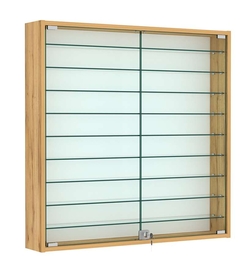 Витрина настенная №4-5А с девятью прозрачными полками, Дуб Золотистый