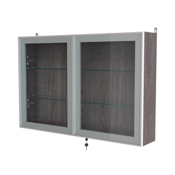 Витрина настенная №3-1А широкая со стеклянными полками серии Collecto, Ясень Анкор темный