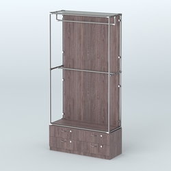 Торговая система ХРОМ (задняя стенка - ДСП) 1200 мм №1-2 с тумбой Т-14 и поручнями, Ясень Анкор темный