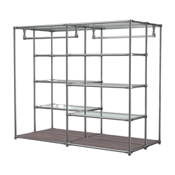 Хромированное вешало ПЛАТФОРМА №1-1 с полками стекло 6мм, Ясень Анкор темный - U31105