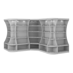 Угловой высокий стеллаж ГАРАНТ №4-О с ограничителями, Серый