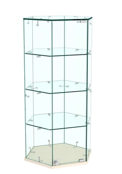 Витрина Истра настольная шестигранная №5 (прозрачная), Крем Вайс