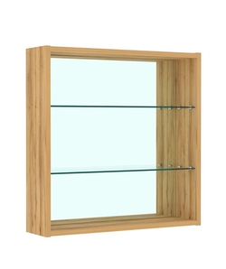 Витрина настенная №1-2Г открытая с зеркалом, Дуб Золотистый