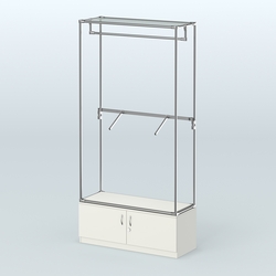 Торговая система ХРОМ без ДСП 1200 мм №2-4 с тумбой Т-21 и поручнями, Белый