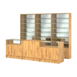 Комплект витрин с наклонными полками SL-6 №12-2 и прилавков ЭК-2, Дуб Золотистый