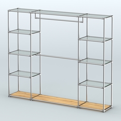 Торговая система ХРОМ без ДСП 2430 мм с прозрачными полками и поручнями №3, Дуб Золотистый